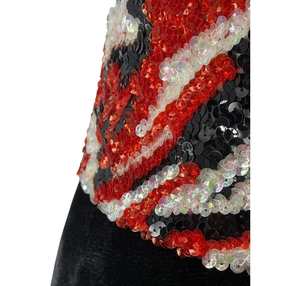 Vintage La Mendola Minuet Art Deco Hand Beaded Red Black Pure Silk Chiffon Belt